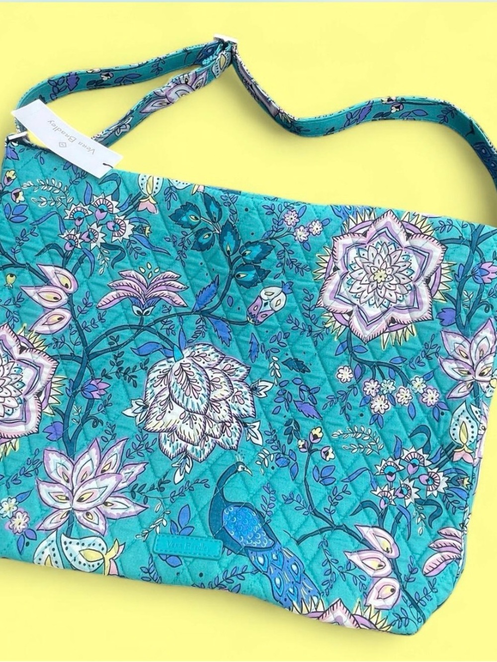Vera Bradley Peacock Garden Teal Floral Quilted Shoulder Bag
